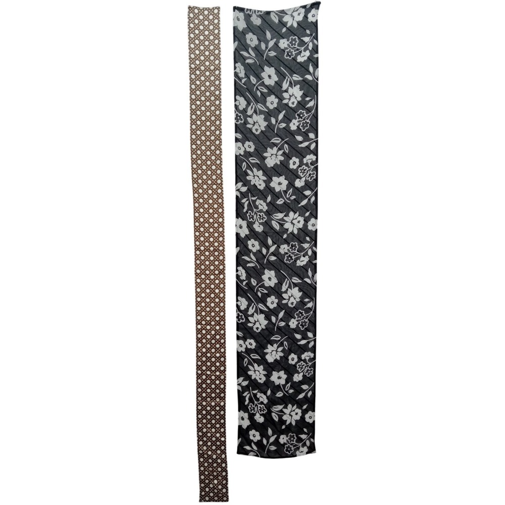 Talbots Polka Dot Geometric Floral Rectangular 100% Silk Scarf Retro Lightweight